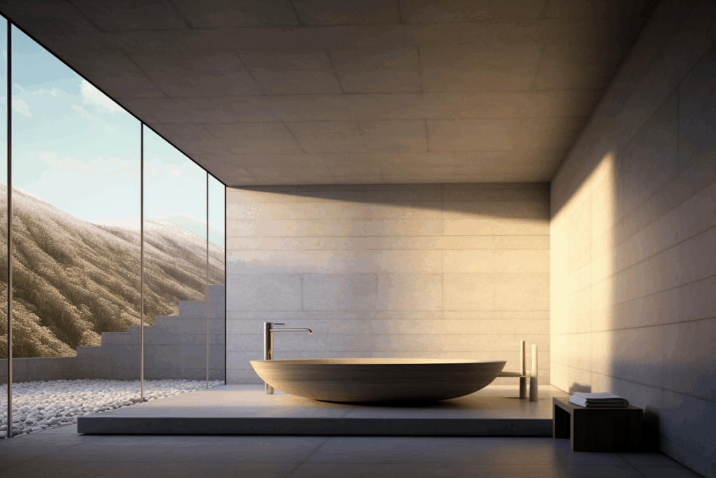 vasca da bagno moderna in pietra