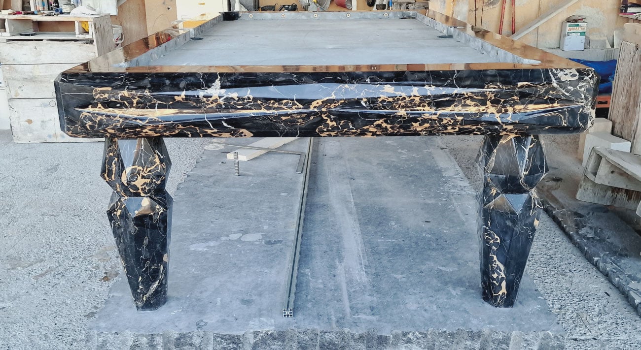 pool table in portoro marble
