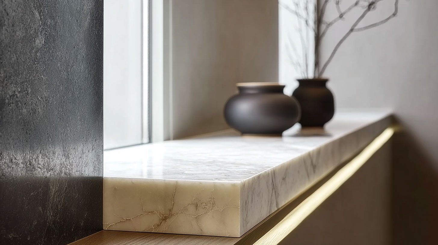 white marble window sills