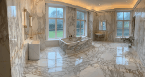 Bagno in marmo Calacatta Borghini di lusso