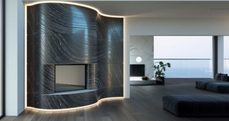 Black Marble Fireplace Construction