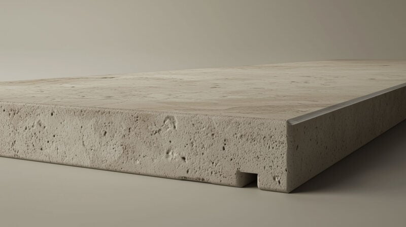 gocciolatoio integrato nel davanzale in travertino gocciolatoio integrato nel davanzale in travertino