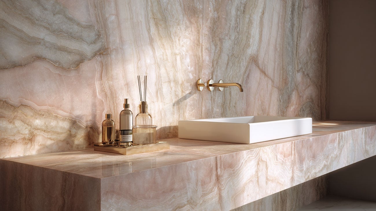pink marble bathroom top