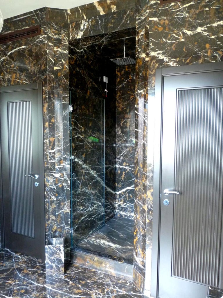 black marble shower