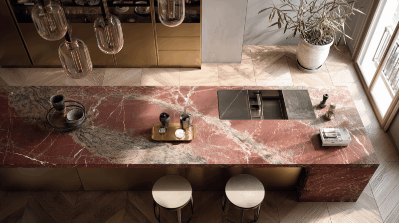 cucina in marmo rosso