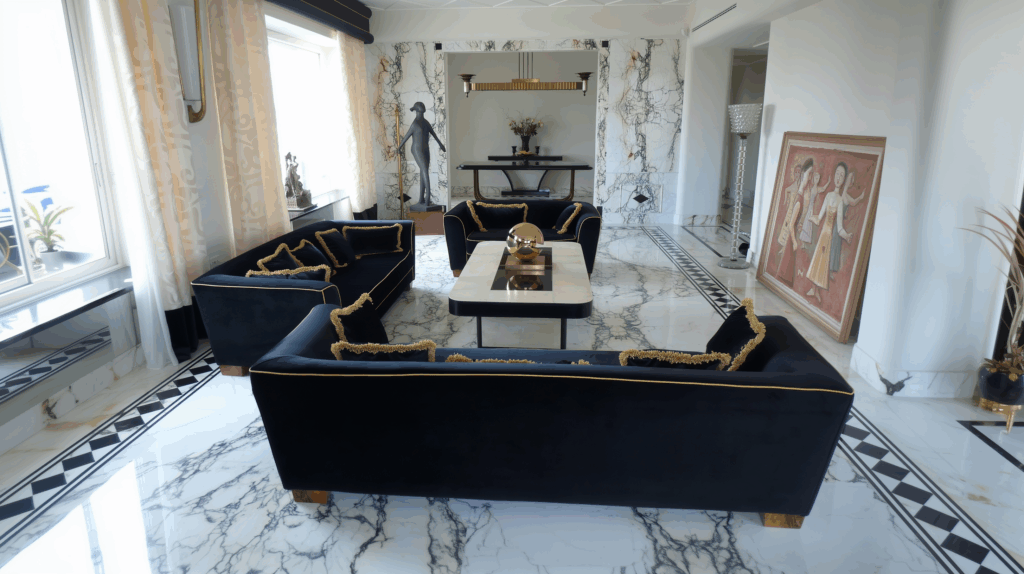 luxury apartment furnished in marble