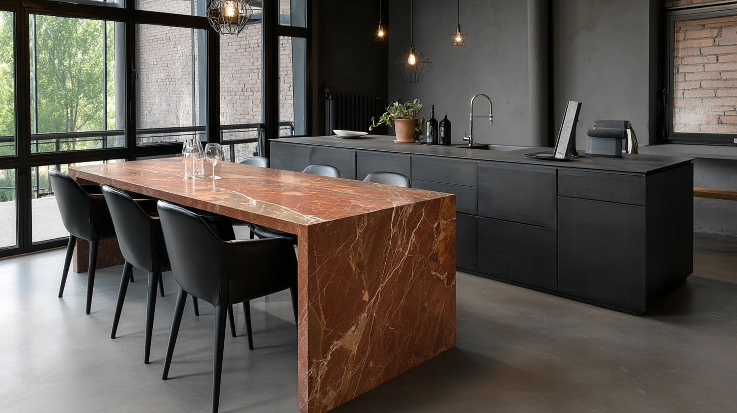 cucina in marmo rosso