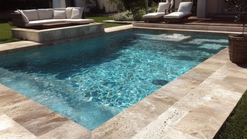 travertine pool coping