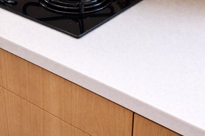white quartz kitchen countertop