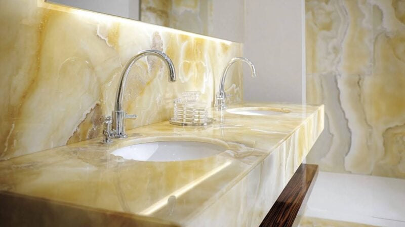 yellow marble sinks